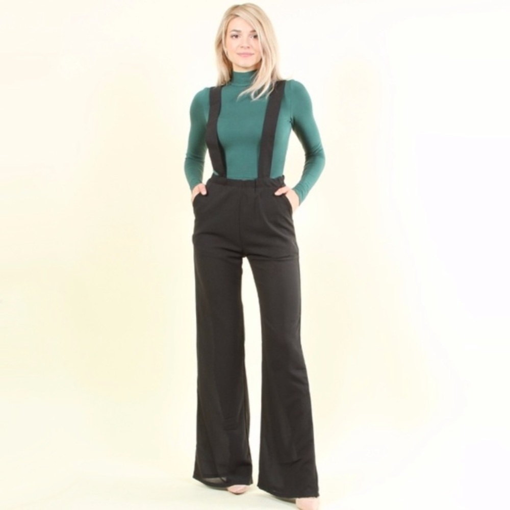 Black Susie suspender pocketed overalls